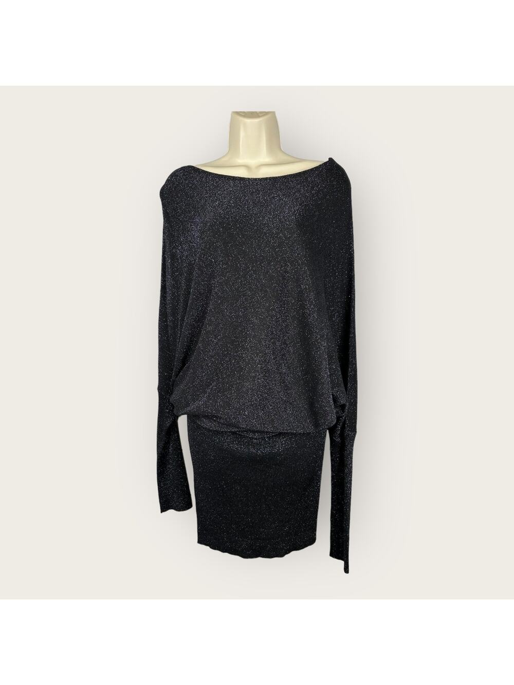 Soaked in Luxury Small Medium Maiken Knit Dress Black Blue Long Sleeve